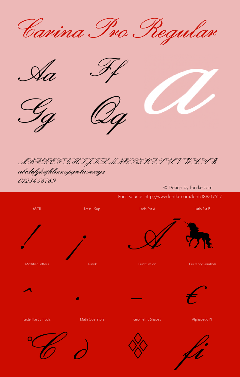 Carina Pro Regular Version 1.0 Font Sample