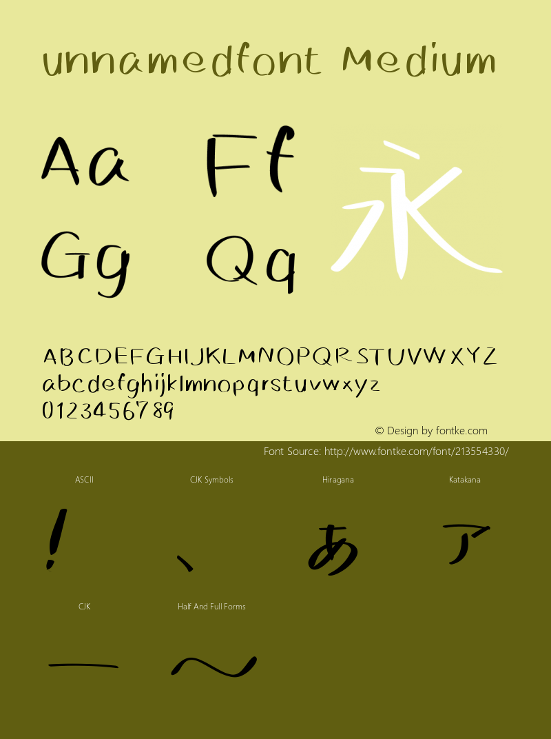 unnamedfont Version 001.000图片样张