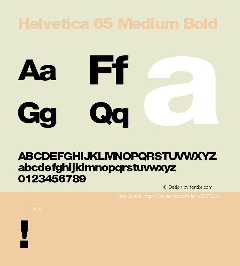 Helvetica 65 Medium Bold Version 1.0 Extracted by ASV http://www.buraks.com/asv Font Sample