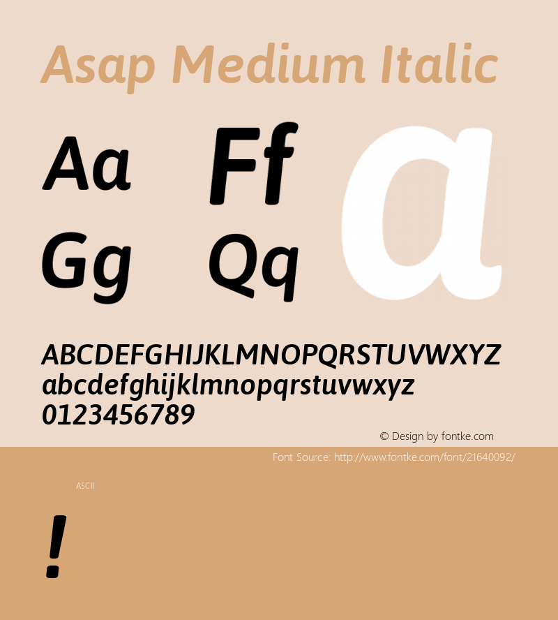 AsapMedium Version 1.0 Font Sample