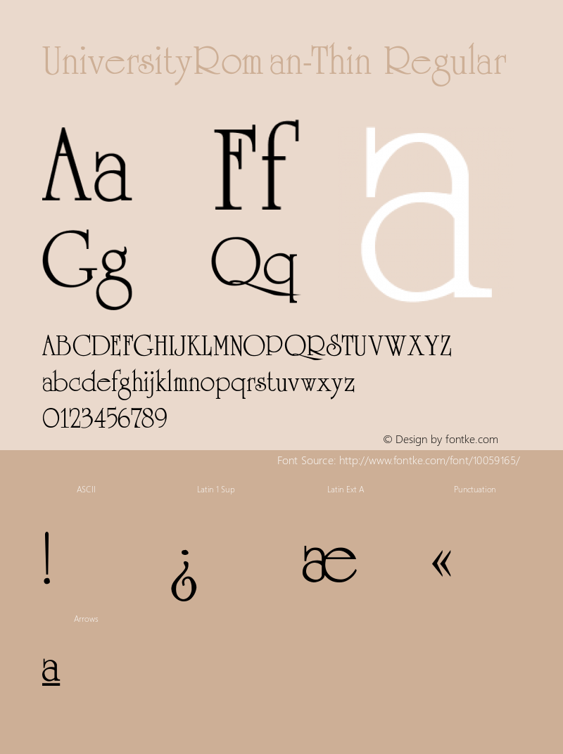 UniversityRoman-Thin Regular Converted from C:\TTFONTS\UNIVERS.TF1 by ALLTYPE Font Sample