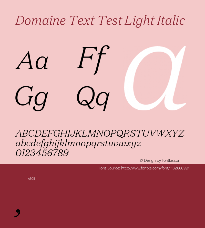 DomaineText-LightItalicTest Version 1.004;PS 1.0;hotconv 16.6.54;makeotf.lib2.5.65590;0 Font Sample
