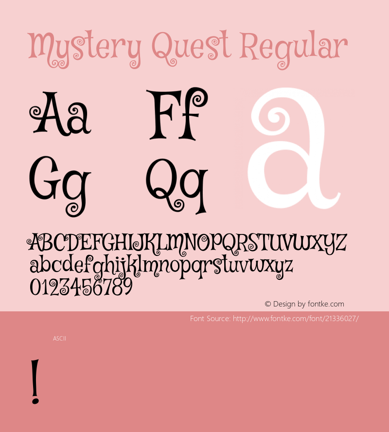 MysteryQuest Version 1.0 Font Sample