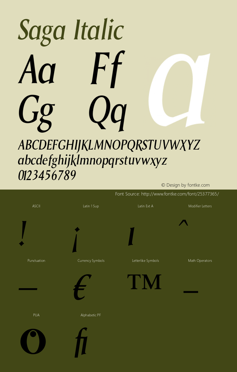 Saga-Italic 005.000 Font Sample