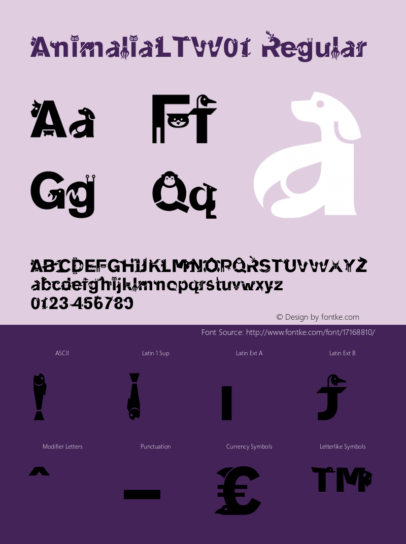 AnimaliaLTW01 Regular Version 2.2 Font Sample