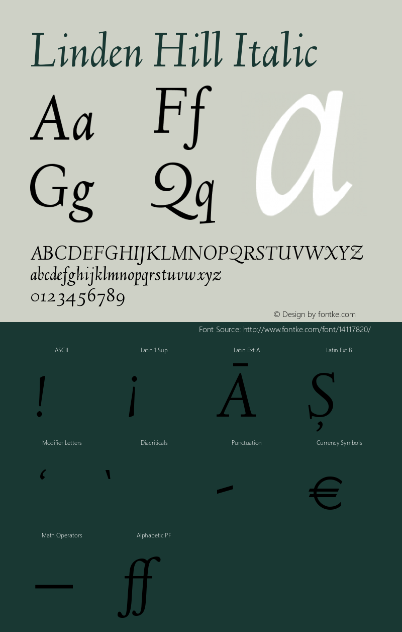 Linden Hill Italic Version 1.201 Font Sample