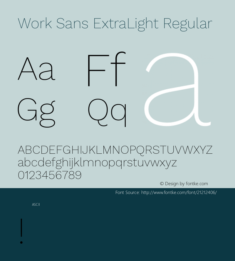 WorkSansExtraLight Version 1.0 Font Sample