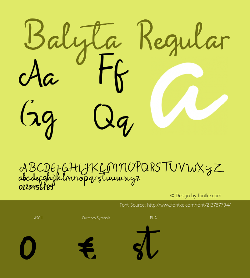 Balyta Version 1.00;January 21, 2021;FontCreator 11.5.0.2430 64-bit图片样张