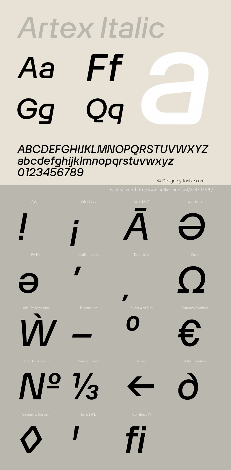 Artex Italic Version 1.005图片样张