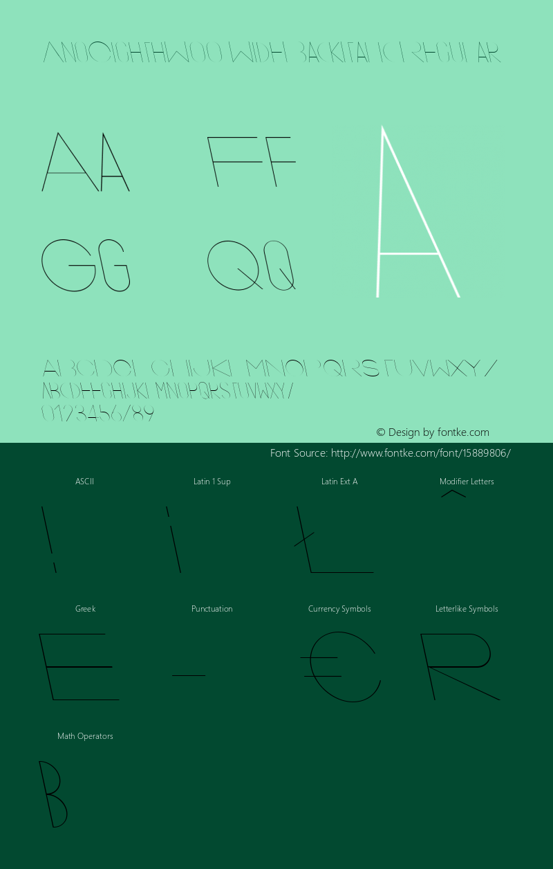 AnoEighthW00-WideBackItalic Regular Version 1.0 Font Sample