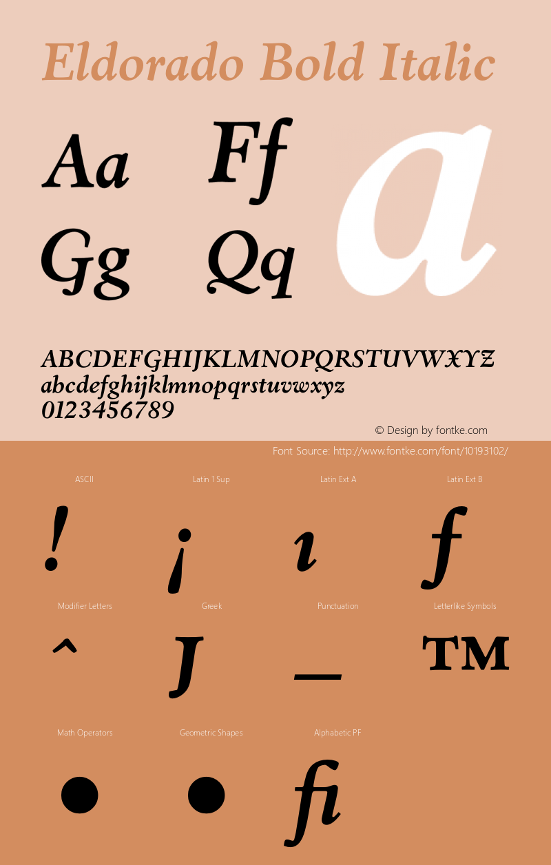 Eldorado Bold Italic 001.000 Font Sample