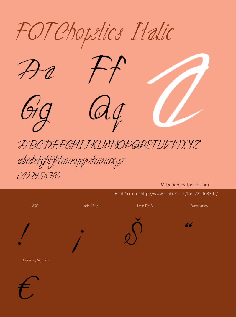 FOTChopstics-Italic Version 1.000 Font Sample