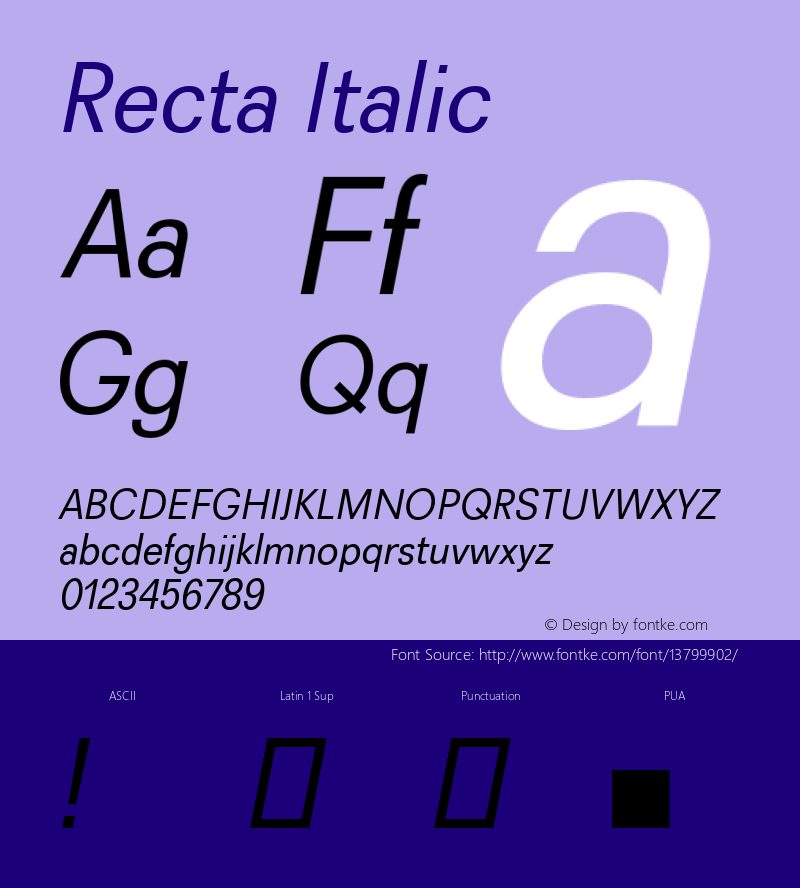 Recta Italic Version 1.000 Font Sample