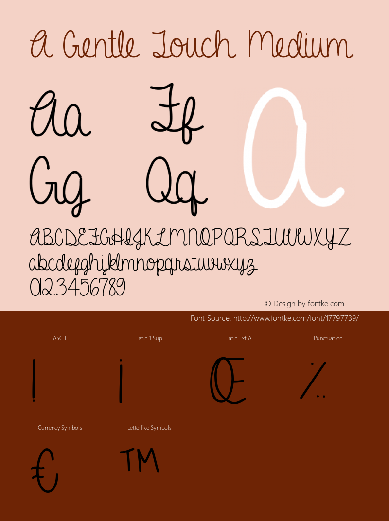 A Gentle Touch Medium Version 001.000 Font Sample