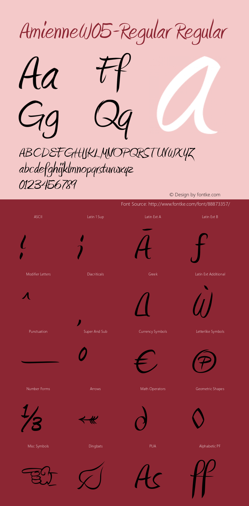 Amienne W05 Regular Version 2.102 Font Sample