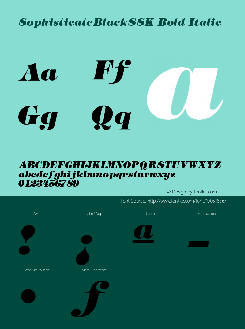 SophisticateBlackSSK Bold Italic Altsys Metamorphosis:9/1/94 Font Sample