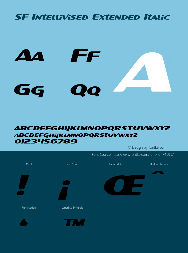 SF Intellivised Extended Italic Version 1.1 Font Sample