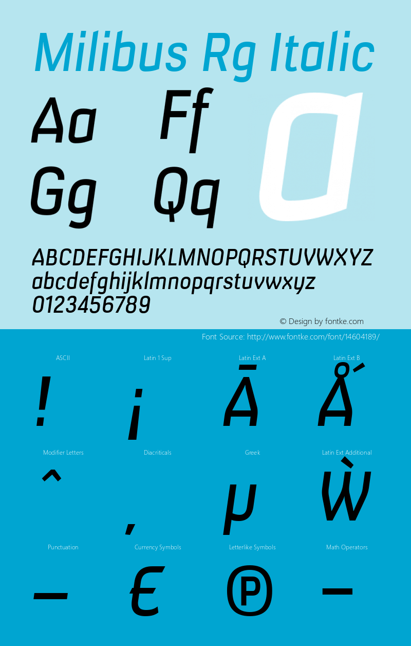 Milibus Rg Italic Version 1.200 Font Sample