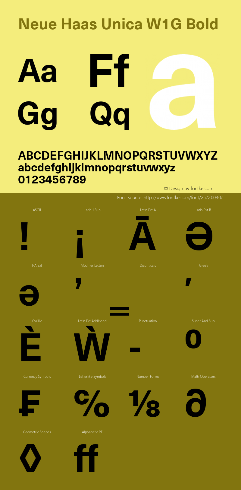 Neue Haas Unica W1G Bold Version 1.1 Font Sample