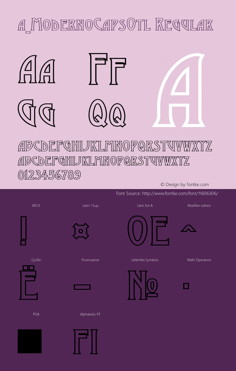 a_ModernoCapsOtl Regular 001.002 Font Sample