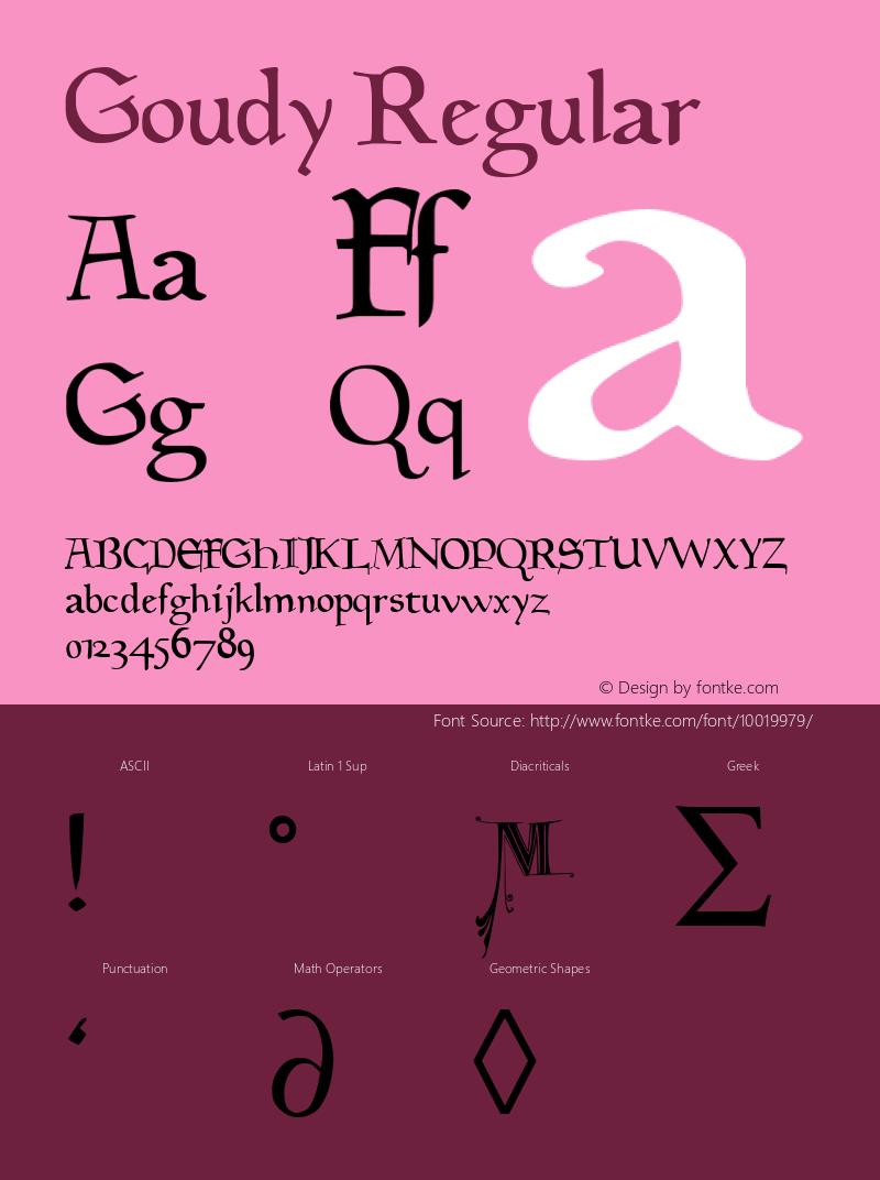 Goudy Regular Altsys Metamorphosis:4/4/92 Font Sample