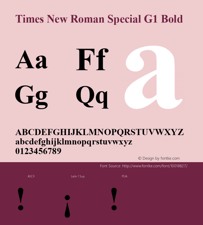 Times New Roman Special G1 Bold Version 1.03 Font Sample