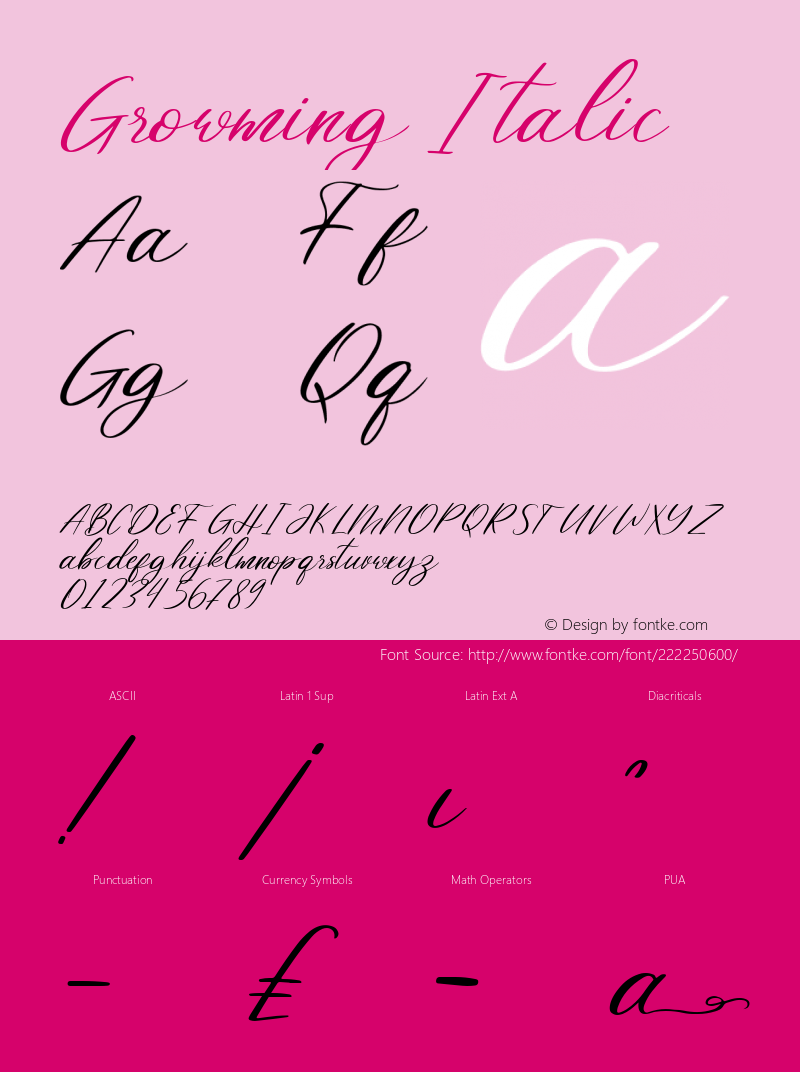 Growming Italic Version 1.00;January 30, 2022;FontCreator 13.0.0.2683 64-bit图片样张