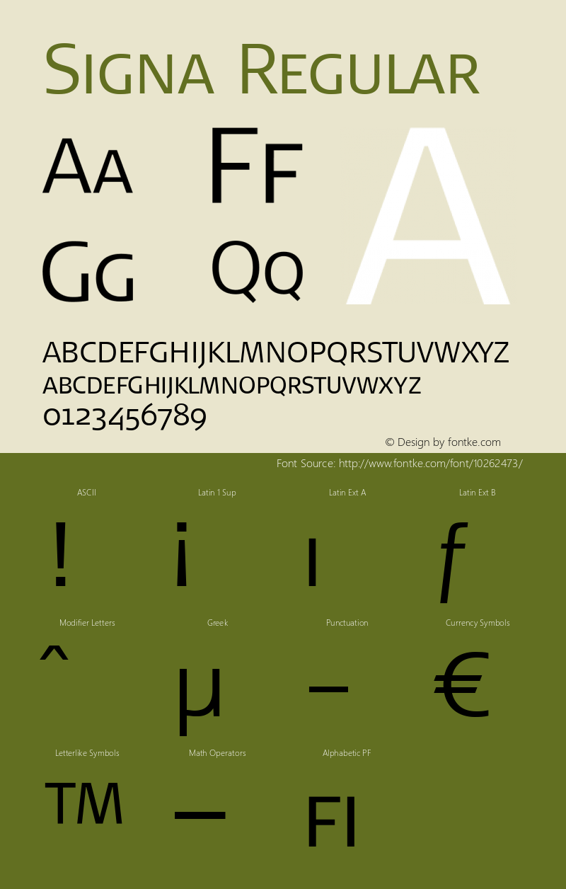 Signa Regular 004.301 Font Sample