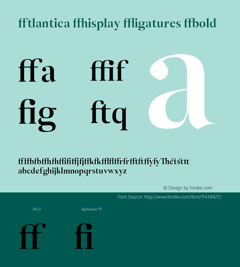 Atlantica Display Ligatures Bold Version 1.000;PS 001.000;hotconv 1.0.38 Font Sample