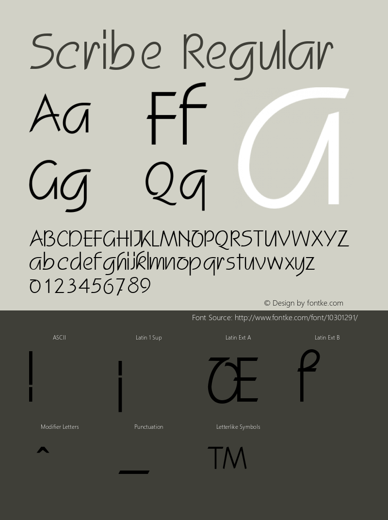 Scribe Regular v1.0c Font Sample