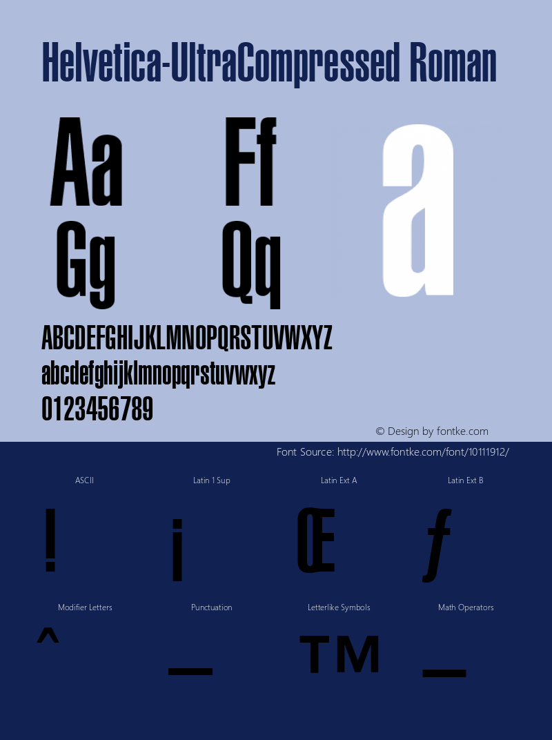 Helvetica-UltraCompressed Roman Version 1.00 Font Sample