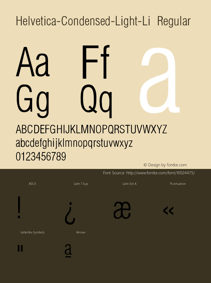 Helvetica-Condensed-Light-Li Regular Unknown Font Sample