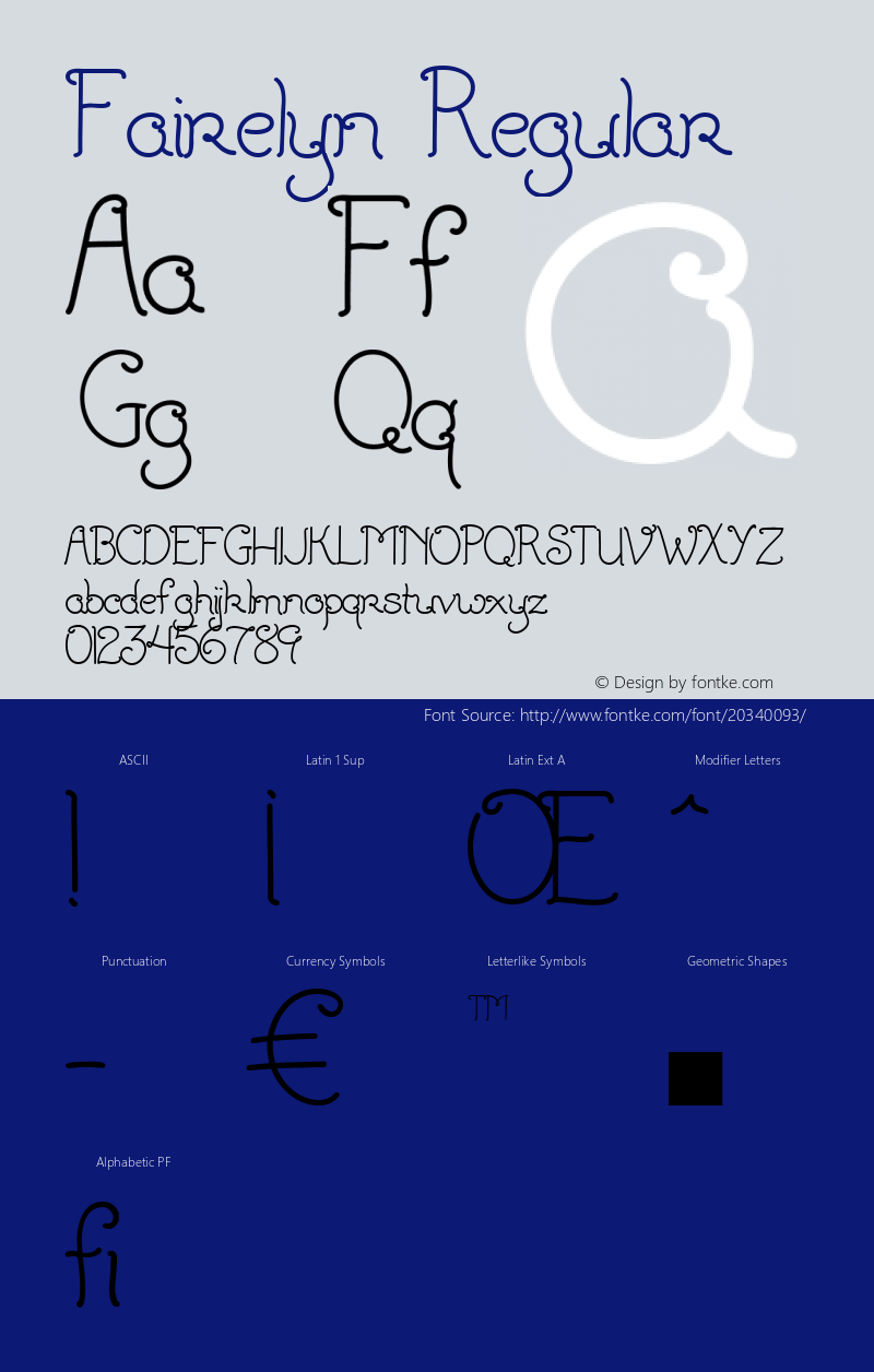 Fairelyn Regular Version 1.010 Font Sample