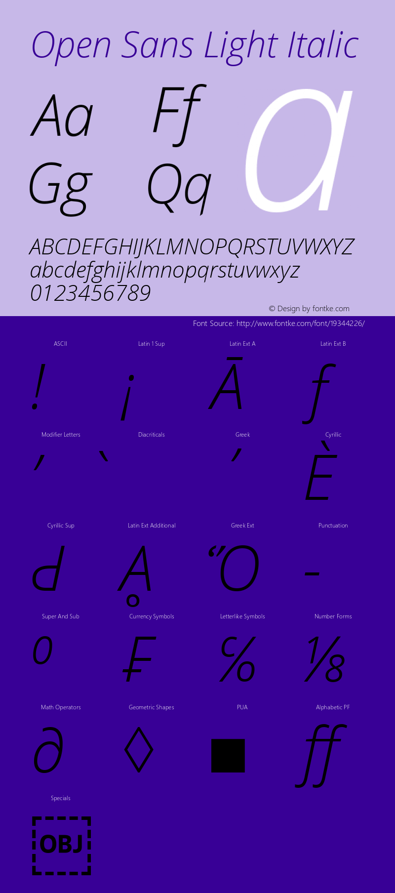 Open Sans Light Italic Version 1.10 Font Sample