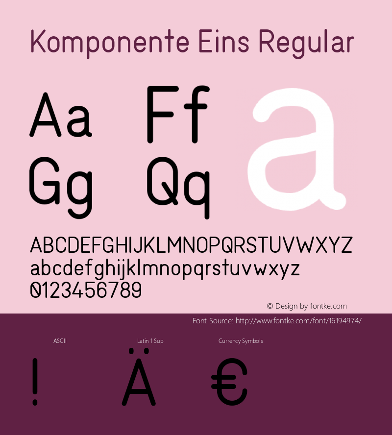 Komponente Eins Regular Version 1.000 2016 initial release Font Sample