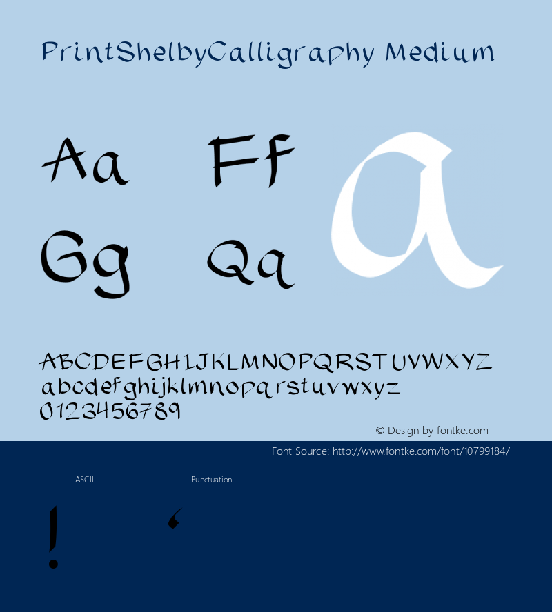 PrintShelbyCalligraphy Medium Version 001.000 Font Sample
