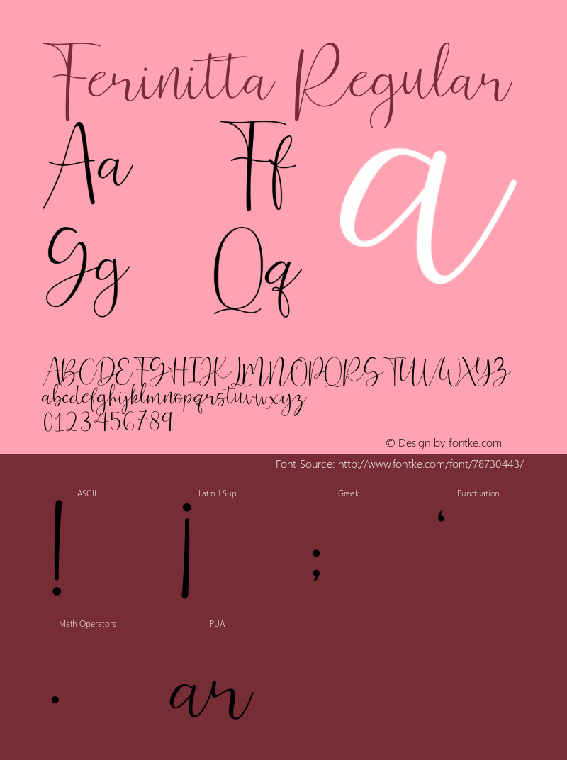 Ferinitta Version 1.00;January 18, 2019;FontCreator 11.5.0.2422 64-bit Font Sample