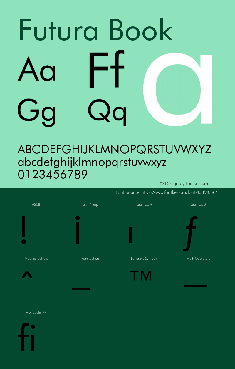 Futura Book Version 003.001 Font Sample