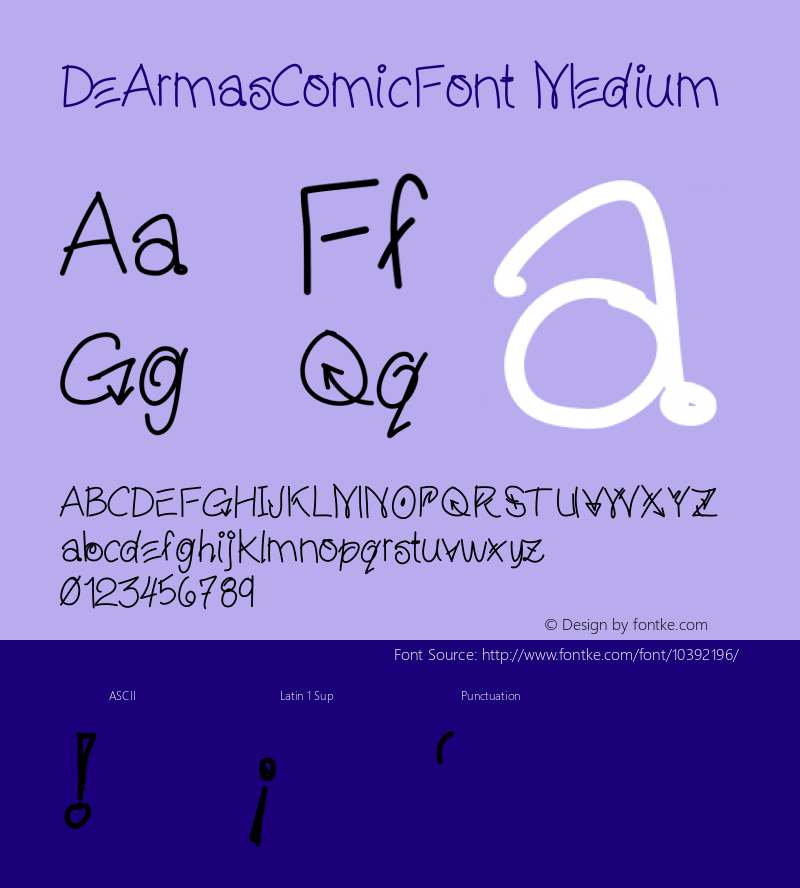 DeArmasComicFont Medium Version 001.000 Font Sample