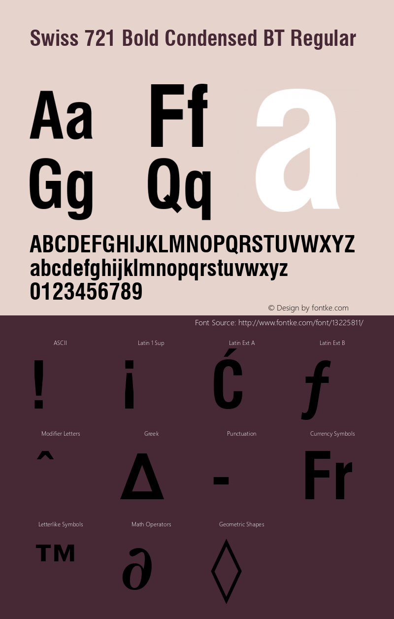 Swiss 721 Bold Condensed BT Regular mfgpctt-v1.50 Thursday, December 24, 1992 10:37:15 am (EST) Font Sample