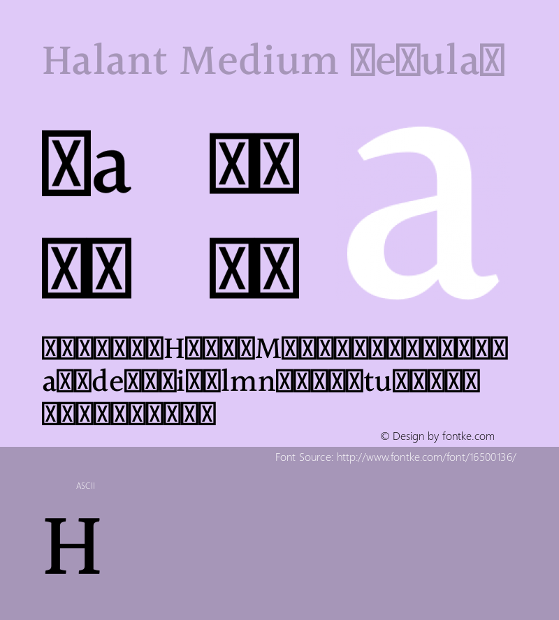 Halant Medium Regular Version 1.100;PS 1.0;hotconv 1.0.78;makeotf.lib2.5.61930; ttfautohint (v1.1) -l 8 -r 50 -G 200 -x 14 -D latn -f deva -w gGD -W -c Font Sample