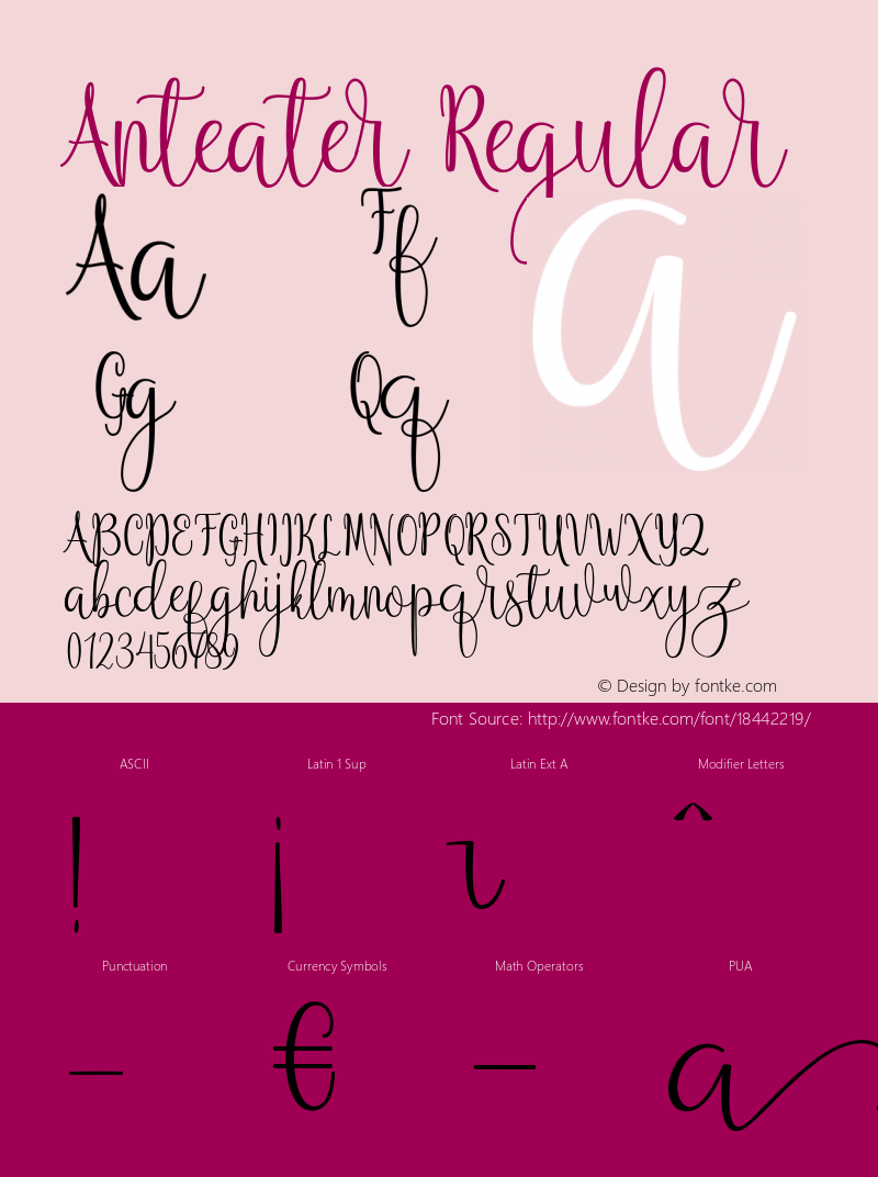 Anteater Regular Version 1.000 Font Sample