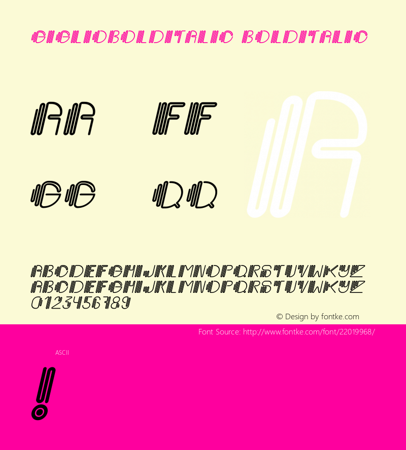 GiglioBoldItalic Version 001.000 Font Sample