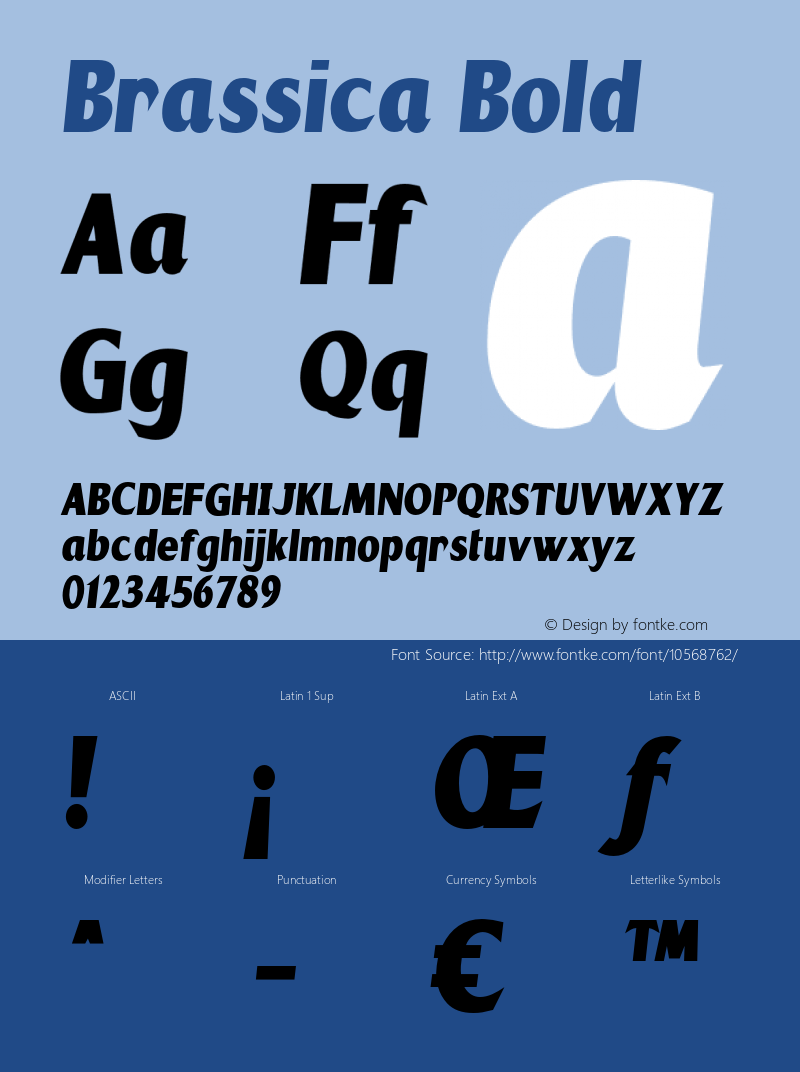 Brassica Bold Version 1.000 Font Sample