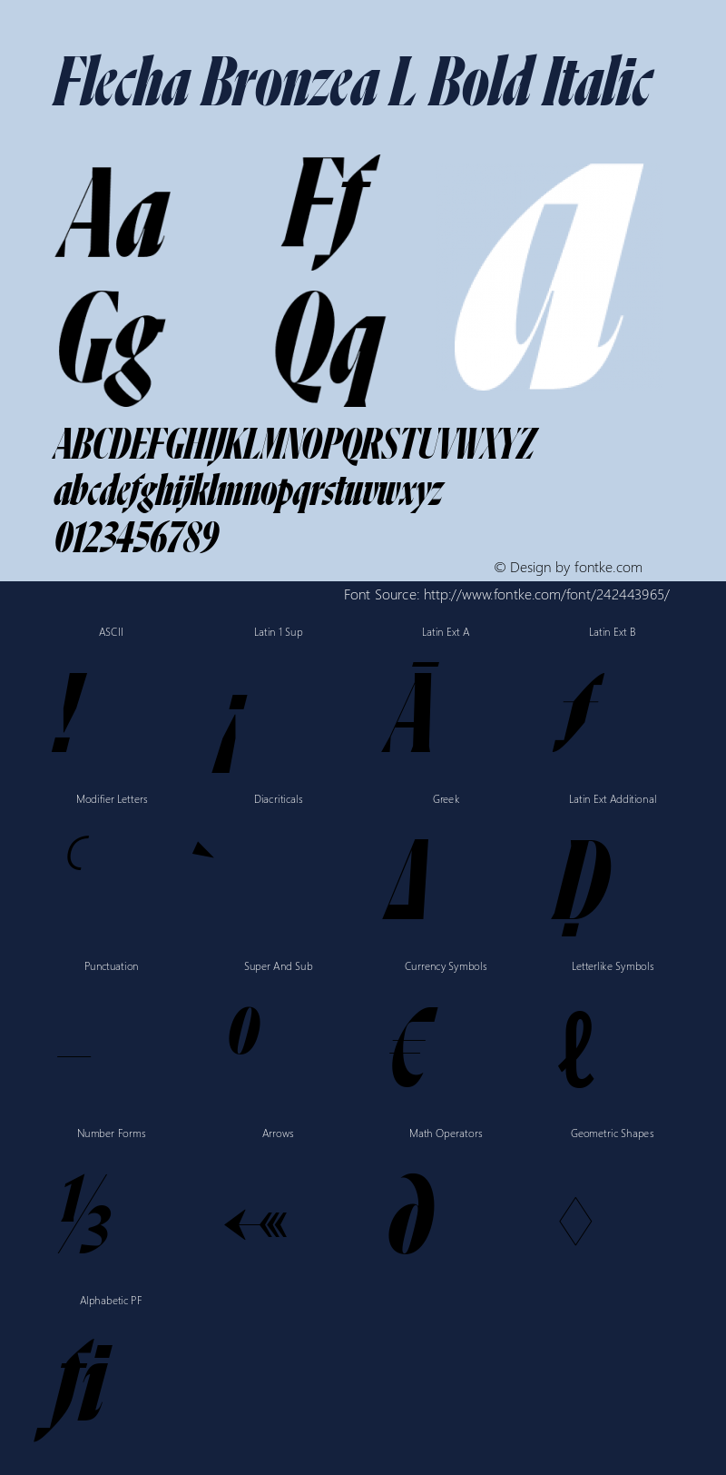 Flecha Bronzea L Bold Italic Version 1.001图片样张