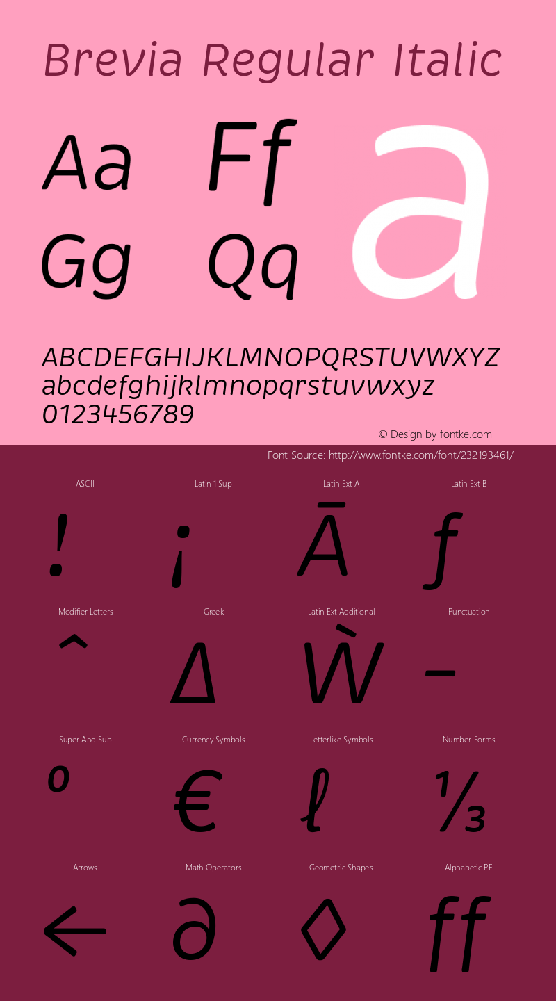 Brevia-RegularItalic Version 001.001; August 24, 2022图片样张