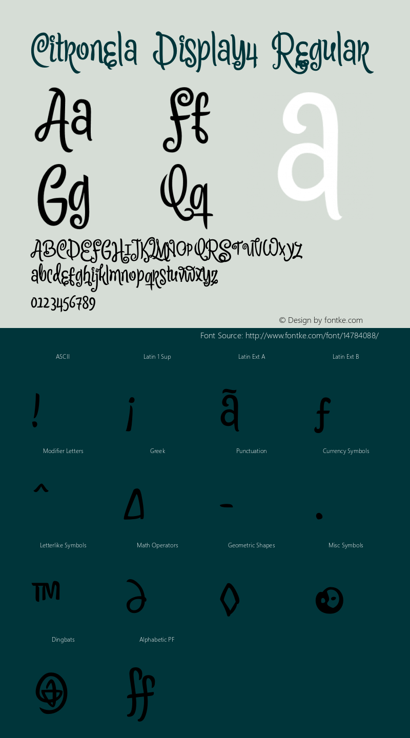 Citronela Display4 Regular Version 1.001 Font Sample