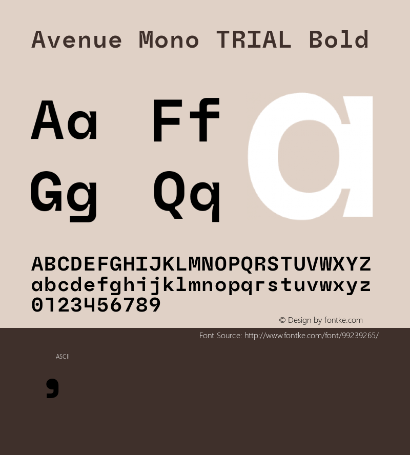 Avenue Mono TRIAL Bold Version 0.005 Font Sample