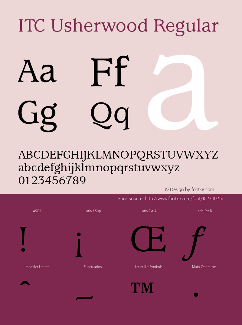 ITC Usherwood Regular 001.000 Font Sample