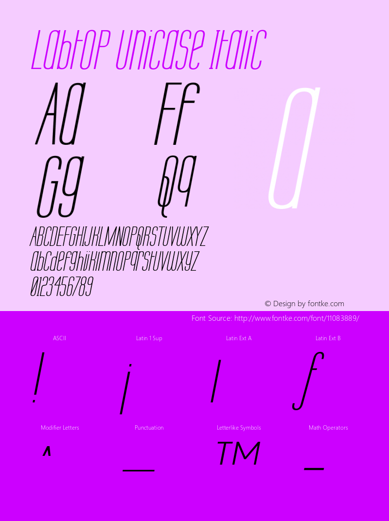 Labtop Unicase Italic Version 001.000 Font Sample